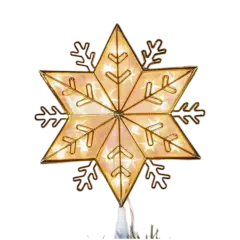 Lighted Snowflake 10" Tree Topper - Gold