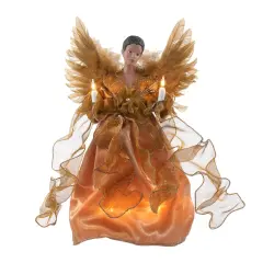UL 10-Light African American Gold Angel Treetop