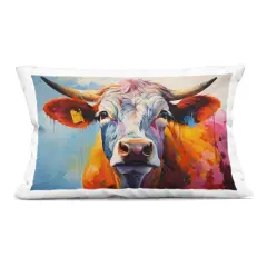 Stupell Industries Colorful Cattle Portrait Indoor Pillow, 14 x 7 x 20
