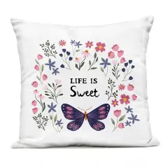 Stupell Industries Life Is Sweet Floral Butterfly Outdoor Pillow, 18 x 7 x 18