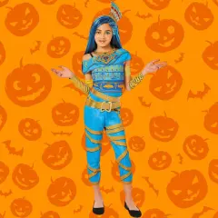 Kids Monster High Cleo De Nile Costume Egyptian Blue Jumpsuit