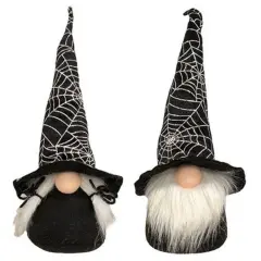 2 Asstd. Mr and Mrs Spider Web Gnome Set Halloween Decor with Sand-Weighted Bodies
