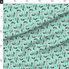 Various Fabrics by the Yard or Fat Quarter Otters Otter Ocean Seaweed Aquatic Animals Kelp Cute Nautical Animal Custom Printed Fabric by Spoonflower