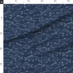 Various Fabrics by the Yard or Fat Quarter Fish Navy Lake Fishing Carp Salmon Camping Bass Perch Trout Custom Printed Fabric by Spoonflower 10321098