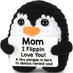 Gifts for Mom Mothers Day from Daughter Son, Handmade Crochet Penguin Mom Gifts for Birthday Mother&lsquo;s Day Mommy Mother in Law Bonus Step Mothers, Funny I Love You Mum Present Emotional Cute Decor
