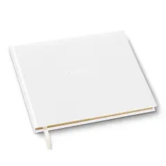 Gallery Leather Guest Book Wedding, Party, Special Events, add Polaroid Photos, 192 Lined Pages, Bonded Leather, Hardcover 7" x 9" Acadia White