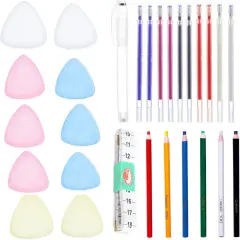 Sewing Tools Kit - 20Pcs Tailors Chalk, 6Pcs Fabric Pencils,and 10Pcs Heat Erasable Fabric Markers