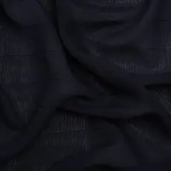 1 Yard Midnight Monochrome Pinstripe Crinkled Silk Georgette Fabric Deep Well 48 Inch Width