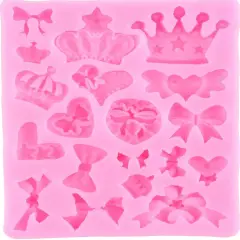 Detailed Crown and Bow-Shaped Silicone Mold for Homemade Sweets