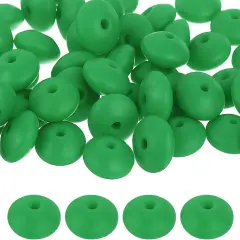 50Pcs 12mm Silicone Lentil Beads, Rubber Abacus Focal Bead Loose Bulk Beads for DIY Keychain Pens Bracelets