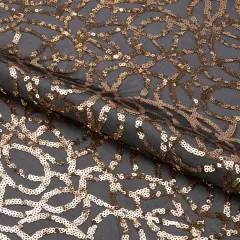 1 Yard Revolve Sequin on Stretch Mesh Fabric 36" L x 54/56" W Black/Rose Gold