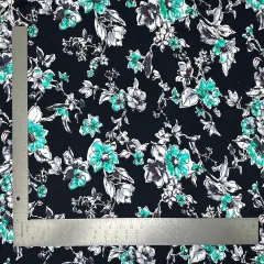 1 Yard Liverpool Knit Floral Print Fabric Textured Stretchy Apparel Material 58"-60" Width Jade