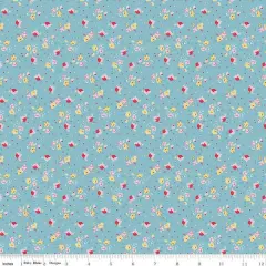 Calico Sweet Rose in Aqua (c16653-aqua) | Simple Pleasures | American Jane | Riley Blake