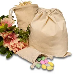 Durable 4" x 6" Cotton Muslin Drawstring Pouch