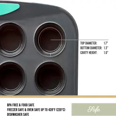 Structure Silicone Muffin Pan, Pan-24 Cup, Grey/Mint