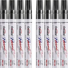 Black Permanent Markers 8 Pack, Oil Based Waterproof Quick Dry Medium Tip Marker Pen for Metal, Wood, Fabric, Plastic, Rock, Stone, Mugs, Canvas, Glass, Art Craft