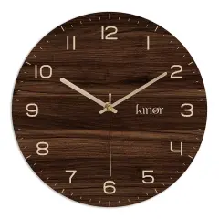 Glass Wall Clock Wood