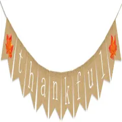 Thankful Burlap Banner (Brown, Red, White)