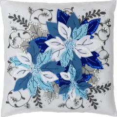 Bucilla Felt Pillow Applique Kit 12" Square-Winter Blue Poinsettia