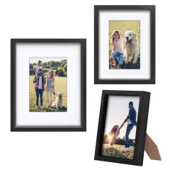 Americanflat Set of 3 Picture Frames - Includes 5x7, 6x8, 8x10 Frames - Use as 4x6 and 5x7 Frames with Included Mat - Black Picture Frames with Deep, High-Quality Molding and Shatter-Resistant Glass