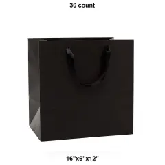 Colorful Kraft Euro Tote 16" x 6" x 12" with Satin Handles Black