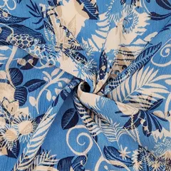 1 Yard Blue Rayon Crinkle Breathable Apparel Material Fabric 50/52" Wide