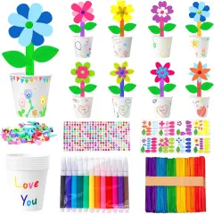30 Set Spring Craft Kit DIY Paper Pot Craft Make Your Own Flower Pots Standing Flowers Art Activities Fun Gift Craft Projects