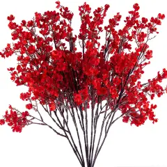 10 Pcs Babys Breath Artificial Flowers Bulk Real Touch Flowers Fake Flowers Silk Flowers for Home Decor Indoor Floral Arrangement Table Centerpieces Festival Party Decor (Red)