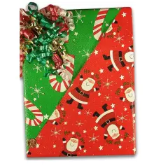 24''x417' Gold Dot & Stripe Two Sides Double the Joy The Best Reversible Christmas Wrapping Papers