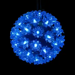 Northlight LED Lighted Hanging Starlight Floral Sphere Outdoor Christmas Decoration- 6" - Blue