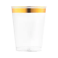 Clear with Metallic Gold Rim Round Tumblers - 10 oz. (336 Cups)