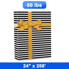 Durable Striped Gift Wrap 24" x 208" Roll 60 lbs