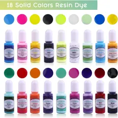 LET&rsquo;S Resin 18 Colors Epoxy Pigment, Opaque Liquid Resin Colorant Each 0.35oz,Odorless Epoxy Resin Dye Solid Color Liquid Dye for Resin Jewelry DIY Crafts Art Making