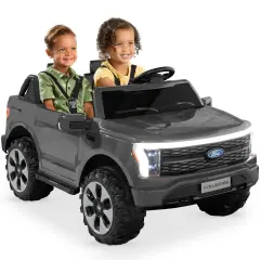 Best Choice Products Kids 24V Ride On Truck Officially Licensed Ford Lightning w/ Remote, LED Lights, 2 Speeds Gray