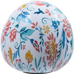6 Inch Tall Resin Decorative Egg with Vibrant Multicolor Artistic Floral Print