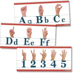 American Sign Language ABC and counting to 10 Alphabet strip Line matte (9"x150")