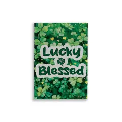 Lucky & Blessed Burlap Garden Flag