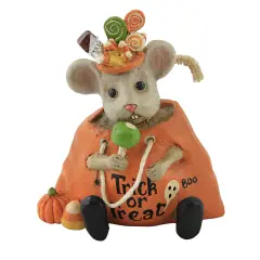 Bethany Lowe 4.25 In Halloween Nibbles Halloween Figurine , Portable Halloween Decor Mouse Trick Or Treat Apple Orange