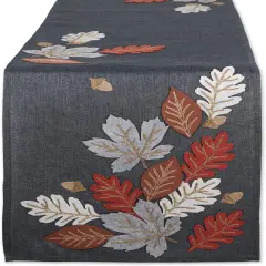 Table Runner Embroidered Autumn Leaves