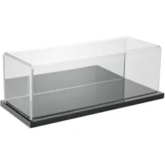 Plymor Clear Acrylic Display Case with Hardwood Base, 9" W x 3.5" D x 3" H Black (Mirrored)
