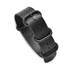 20mm Military MoD Leather Watch Strap PVD - Black