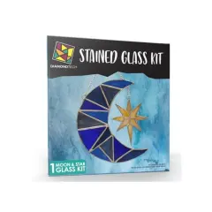 Studio Pro Pre-Cut Stained Glass Kit - Moon & Star - Make Your Own Beautiful Stained Glass Project with Ease