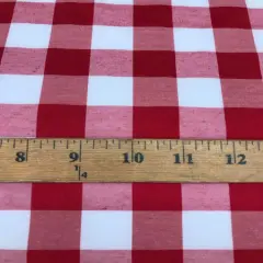 1 Yard Red 1&Prime; Gingham Checkered Poly Cotton Fabric 58/59 Inch Wide Lightweight Cloth for Dresses & Table Linens