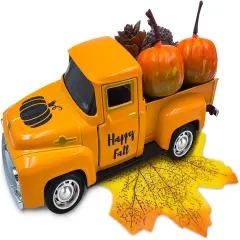 Truck with Mini Fake Pumpkins Fall Decor - Pumpkin Orange