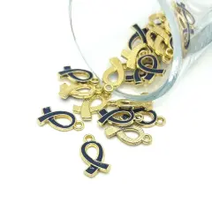 Dark Purple Awareness Alzheimer's Ribbon Charms, 17x10mm