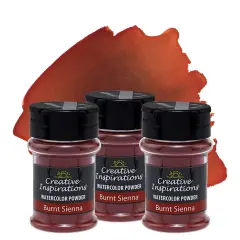 Creative Inspirations Powder Watercolor Paint 3 Pack - 38g Shaker Bottle, Burnt Sienna - Dye-Based Water-Soluble Crystalline Pigments - Non-Toxic, Perfect for Abstract and Spontaneous Effects