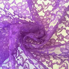 1 Yard Purple Raschel Lace Fabric French Floral Polyester Material for Bridal Gowns Evening Dresses 58/60" Width