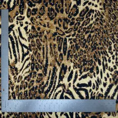 1 Yard ITY Knit Animal Print Fabric with Sequins Stretch Shiny Apparel Use 58"-60" inches Width Brown