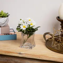 Northlight Dual Purpose Twisted Glass Candle Holder Vase - 4.25" Clear