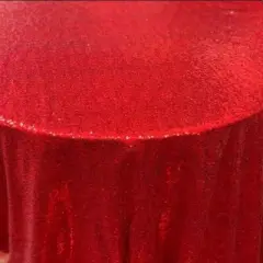 1 Yard Glitz Sequin Tablecloth 90 Inch Round Durable Polyester for Parties and Weddings Red